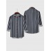 Vertical Stripe Black And ShadeBlue Stitching Button Down Men's Long Sleeve Shirt