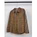 Fashion Brown Retro Plaid Printing Men‘s Long Sleeve Polo