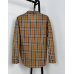 Fashion Brown Retro Plaid Printing Men‘s Long Sleeve Polo