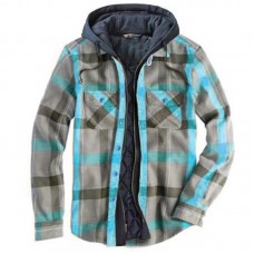 plaid hooded shirt jacket HF0613-05-01