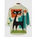 Medieval Fashion Cat Pattern Printing Men's Long Sleeve Shirt