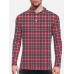 Plaid Series Red Tartan Scottish Men‘s Long Sleeve Polo