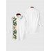 Vintage Style White Chinese Traditional Mythology Dragon Printing Men's Long Sleeve Shirt