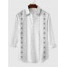 White Geometric Fashion Printing Men's Long Sleeve Shirt